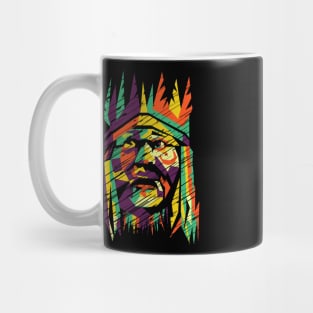 Shaman Warrior Tribal Style Modern Colors Mug